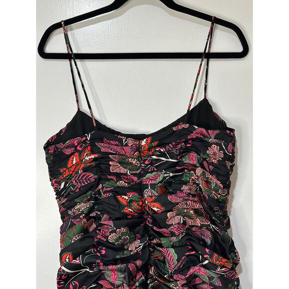 Hutch Tisha Ruched Maxi Dress Black Floral Multi Size 10 NWT Tiered Skirt w Slit - Picture 11 of 16